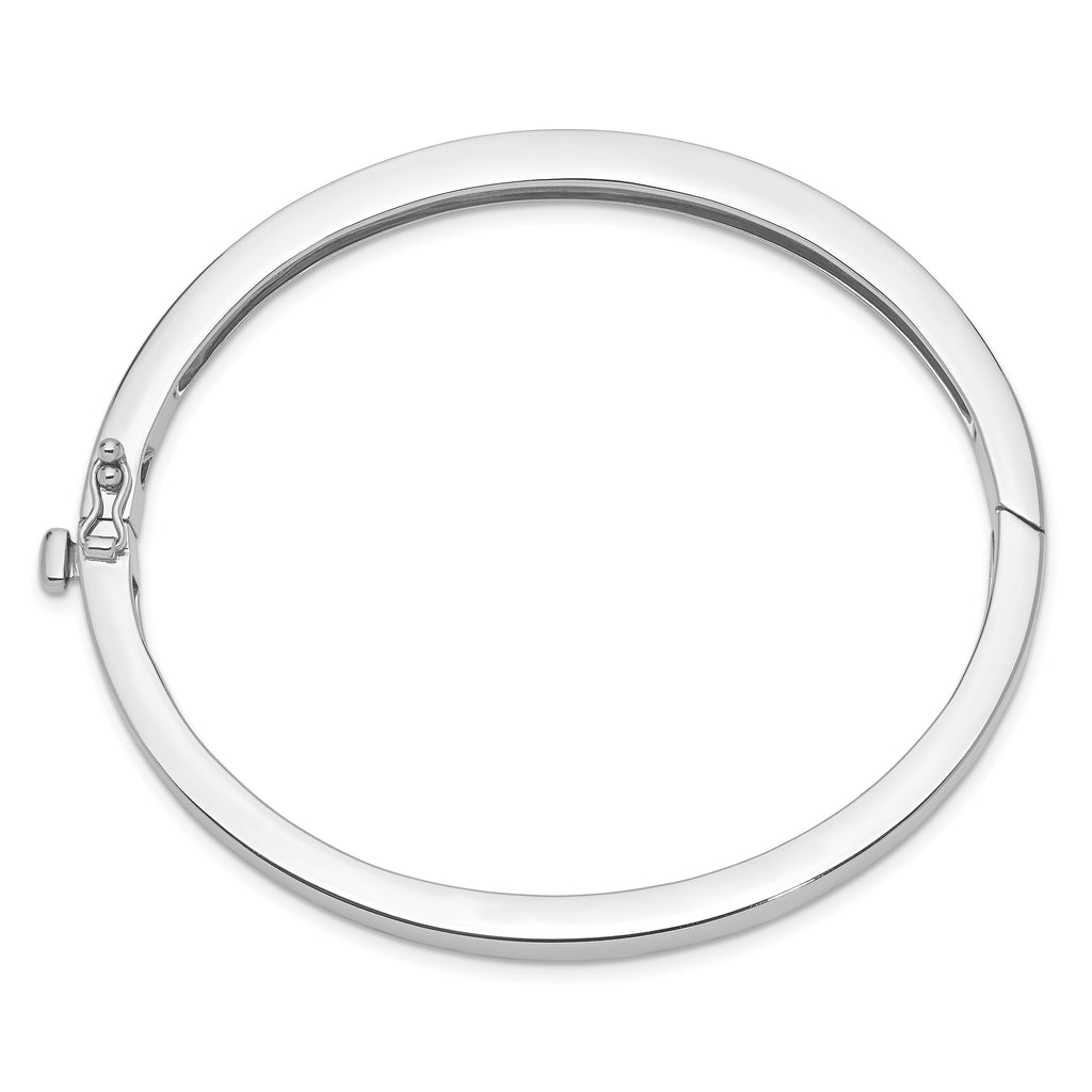 14K White Gold Polished Hinged Bangle Bracelet with Safety Clasp Elegant Women's Jewelry