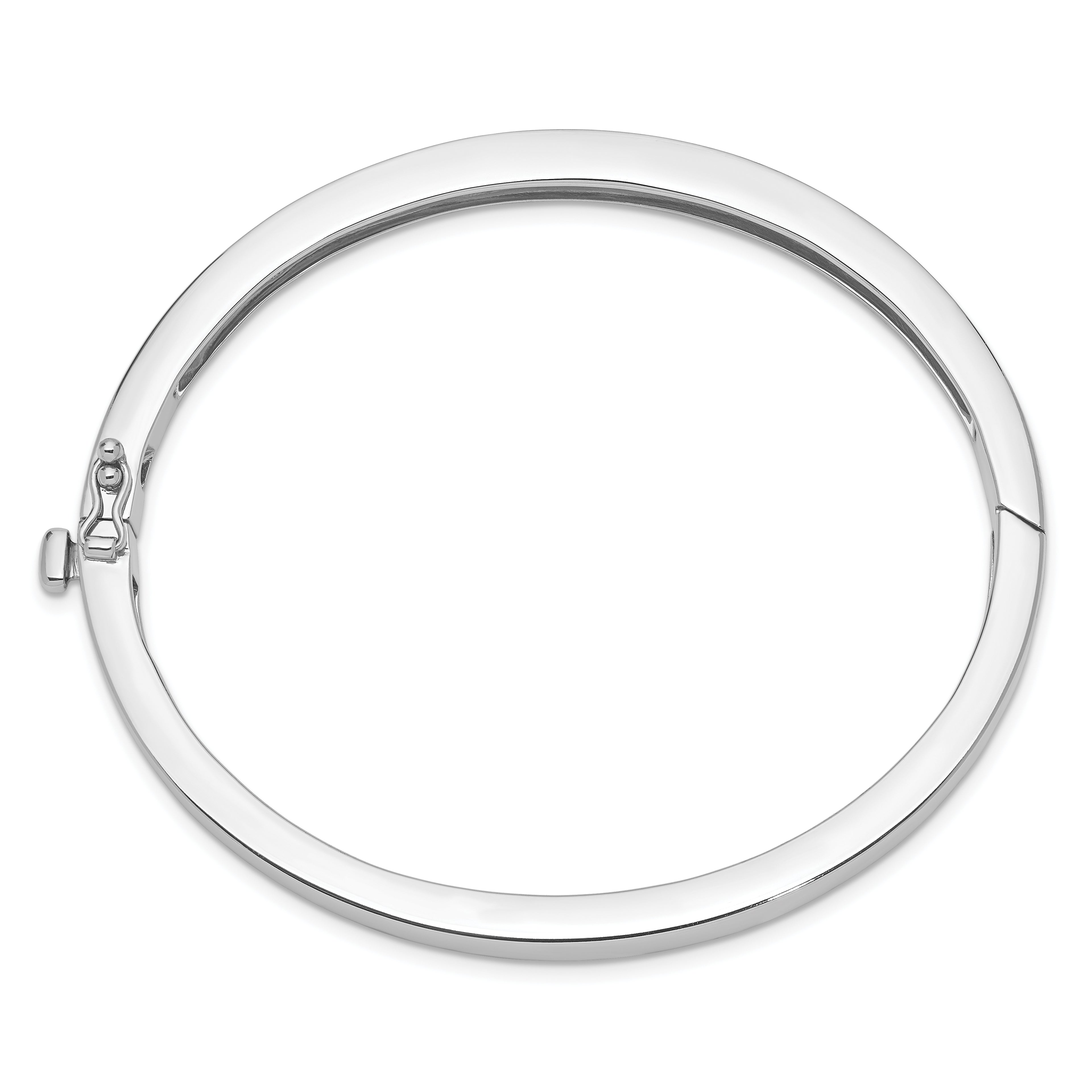 14K White Gold Polished Hinged Bangle Bracelet with Safety Clasp Elegant Women's Jewelry