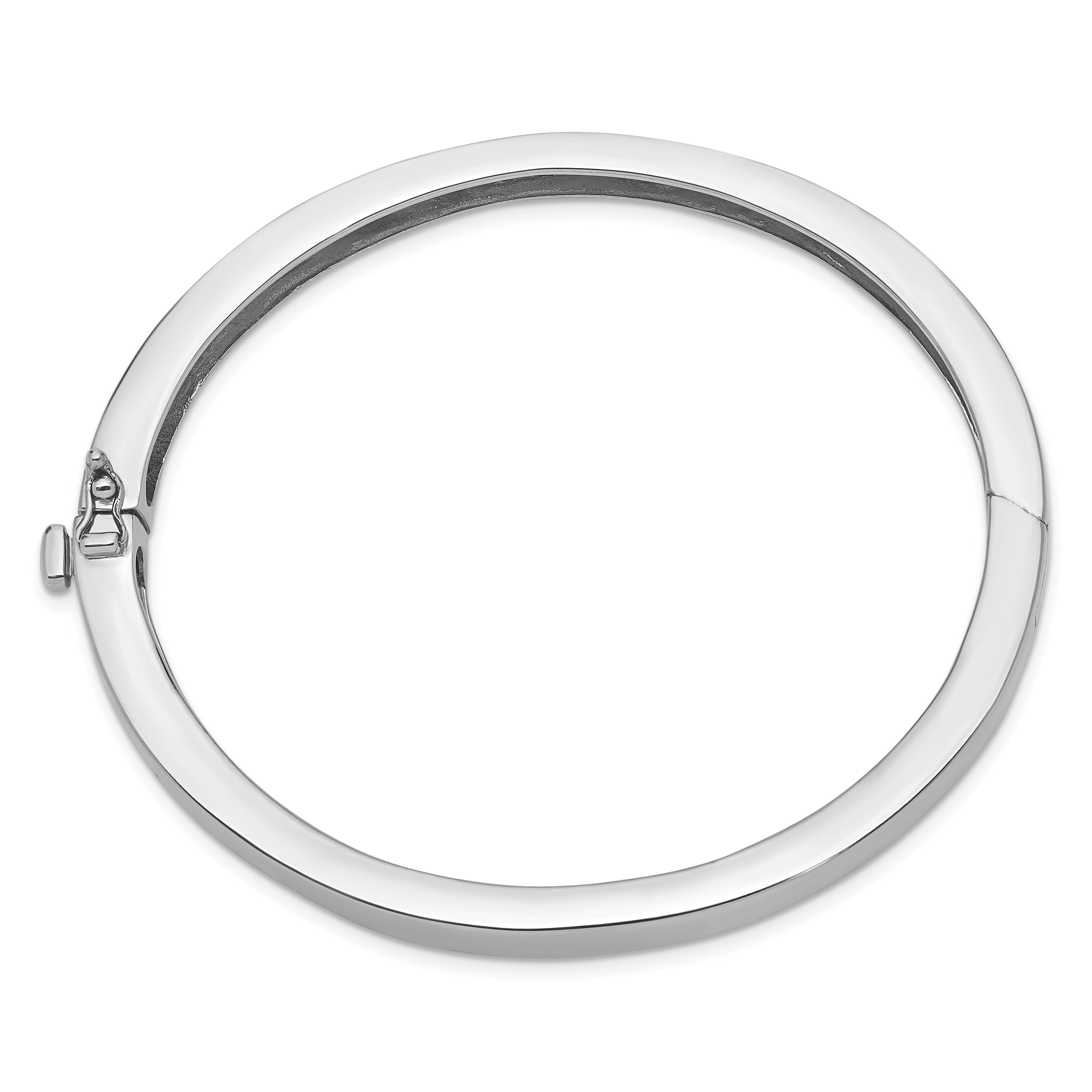 14k White Gold 6.3mm Polished Solid Hinged Bangle Bracelet Secondary image