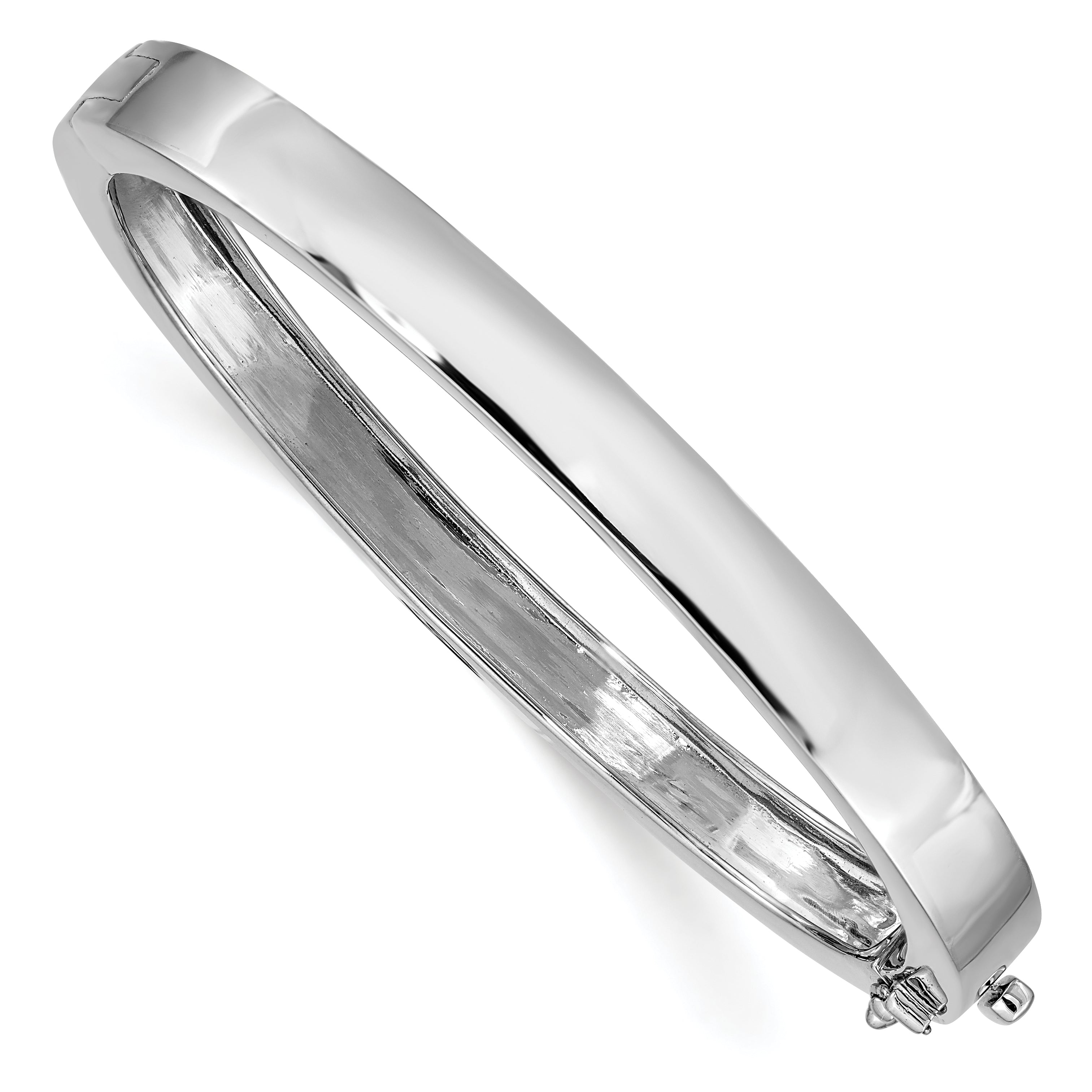 14k White Gold 6.3mm Polished Solid Hinged Bangle Bracelet Main image