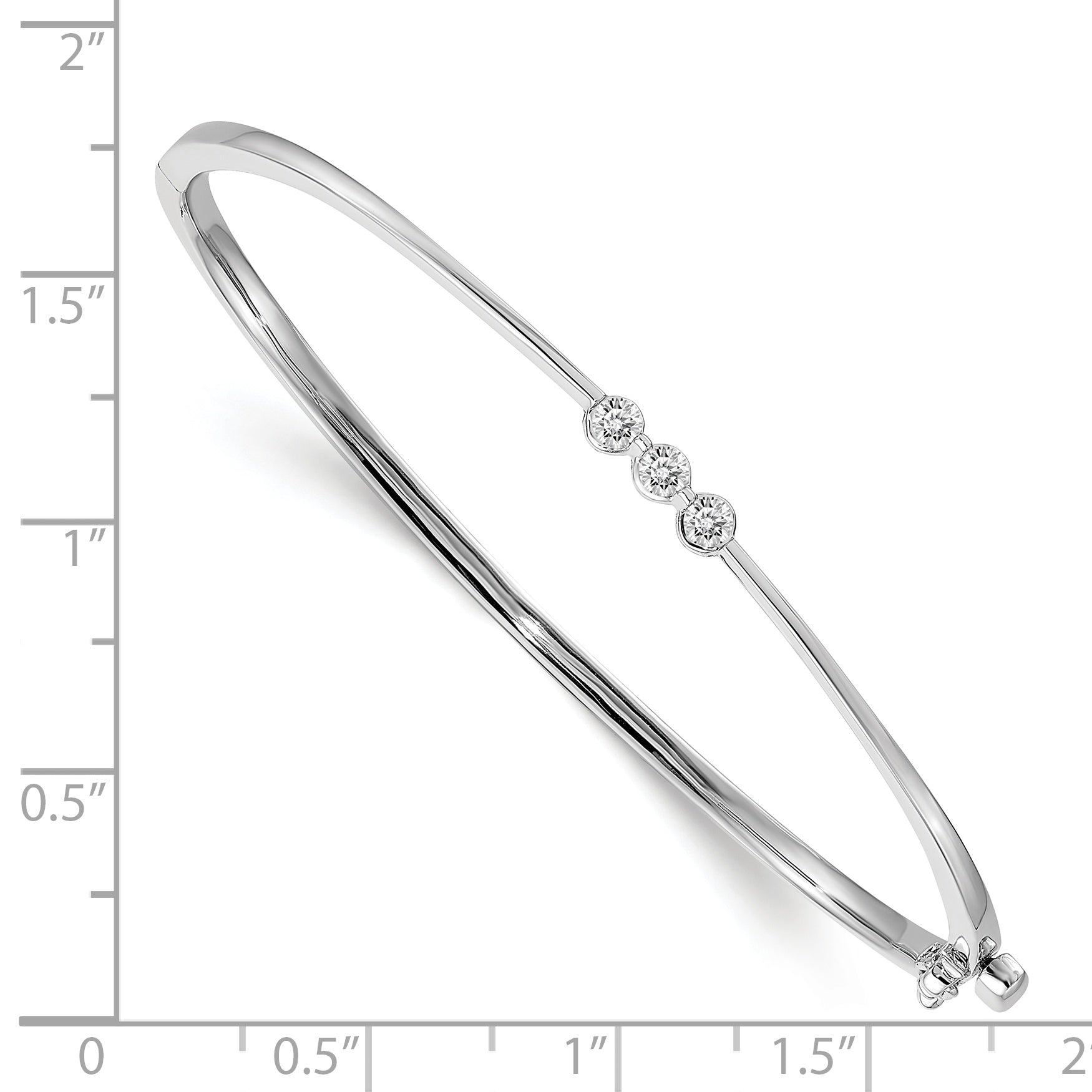 14k White Gold AA Diamond Hinged Bangle Secondary image