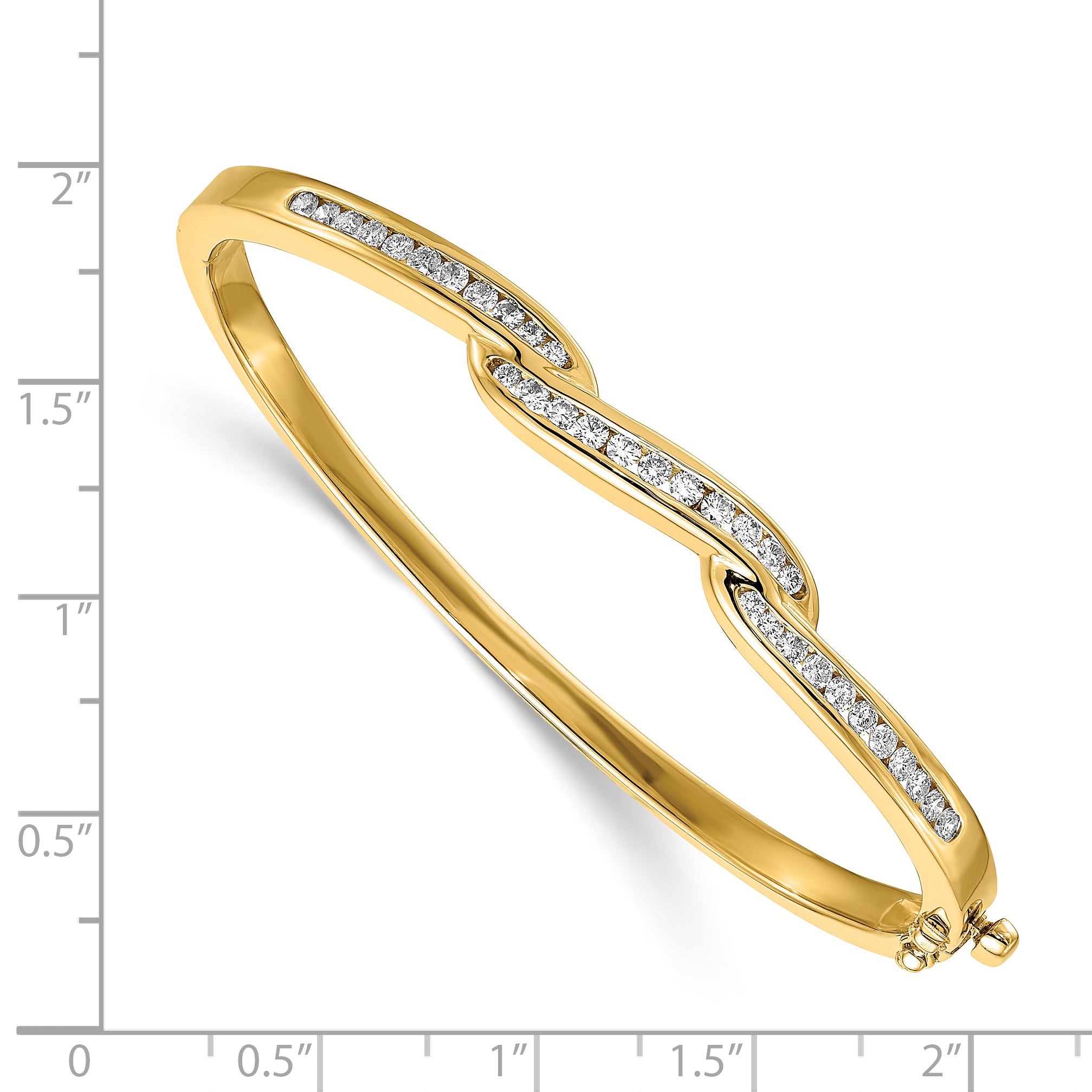 14k AA Diamond Hinged Bangle