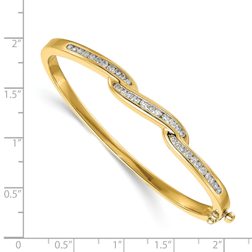 14k AA Diamond Hinged Bangle