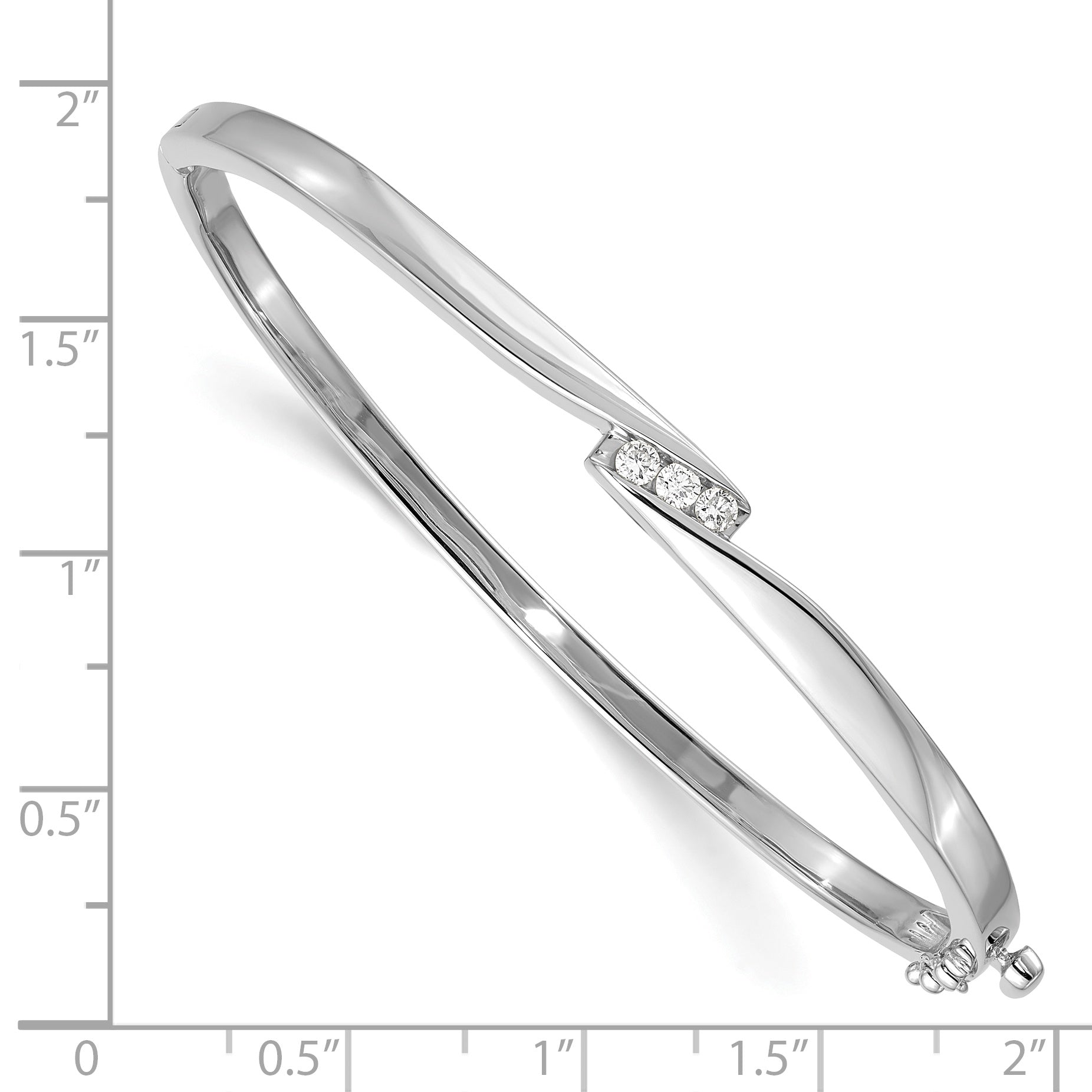 14k White Gold AA Diamond Hinged Bangle Secondary image