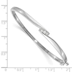 14k White Gold AA Diamond Hinged Bangle