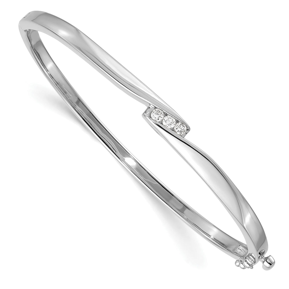 AA Diamond Bangle Bracelet in 14K White Gold, 5mm Hinged (1/8 ct. tw.), 7 Inch - Sophia Jewelers Main image