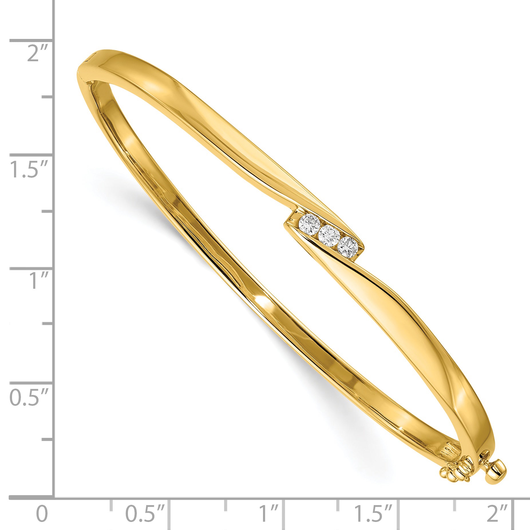 14k AA Diamond Hinged Bangle