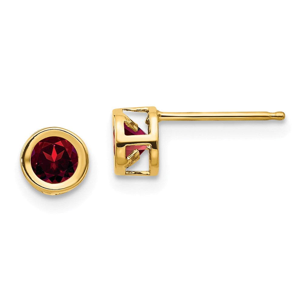 14K 4mm Oval Bezel January/Garnet Post Earrings Main image