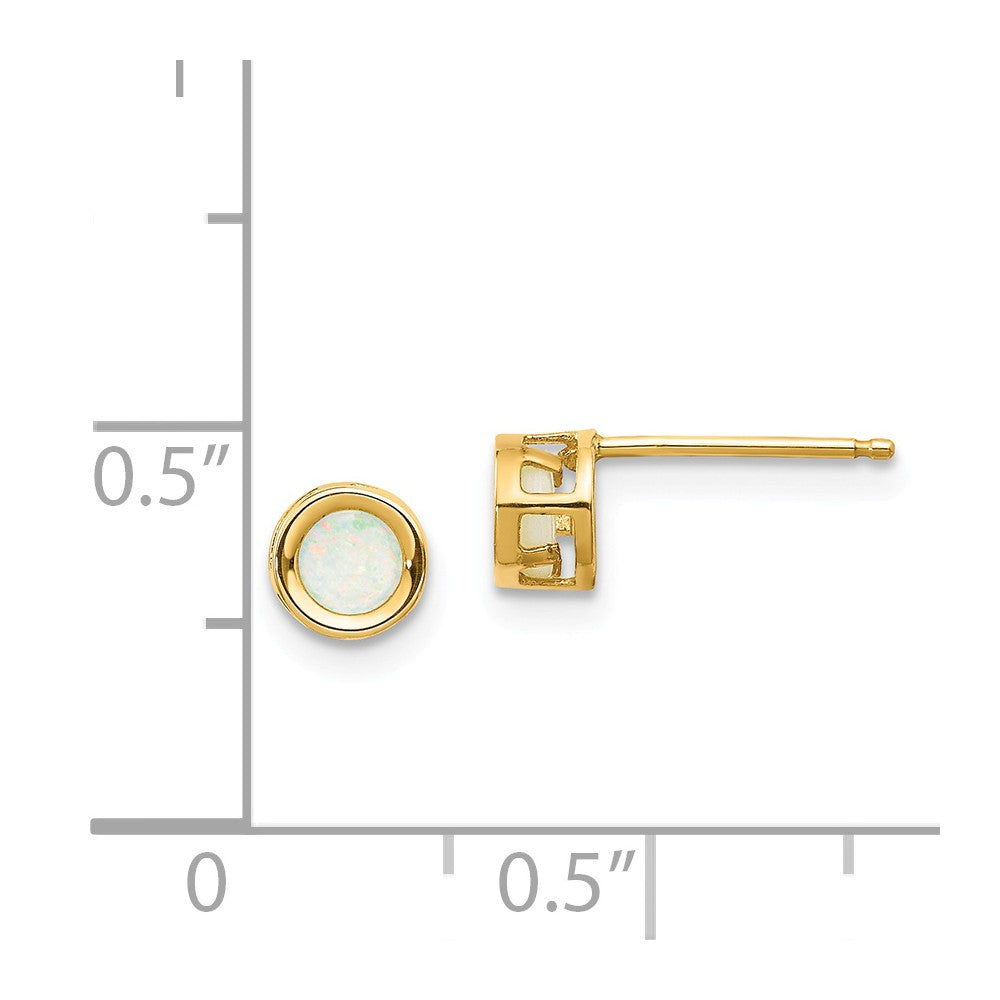 14k 4mm Round Bezel October/Opal Post Earrings