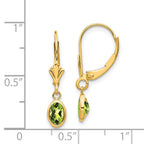 14k 6x4 Oval Bezel August/Peridot Leverback Earrings