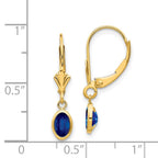 14k 6x4 Oval Bezel September/Sapphire Leverback Earrings