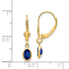 14k 6x4 Oval Bezel September/Sapphire Leverback Earrings