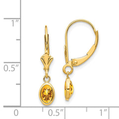 14k 6x4 Oval Bezel November/Citrine Leverback Earrings