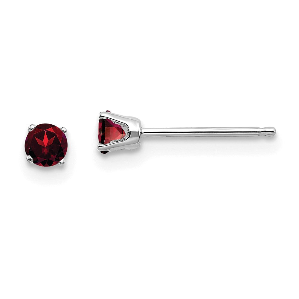 14K White Gold 3mm Garnet Stud Earrings Main image