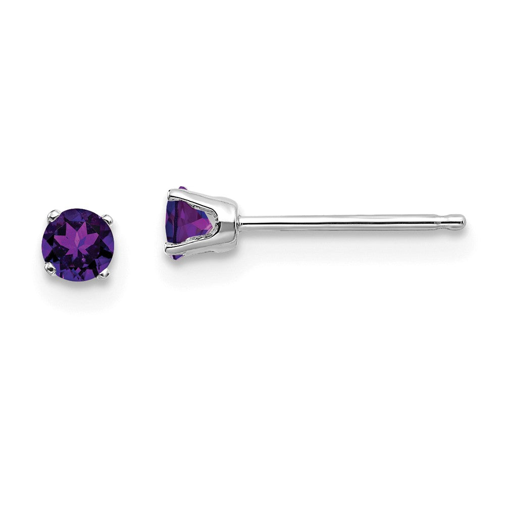 14K White Gold 3mm Amethyst Stud Earrings Main image
