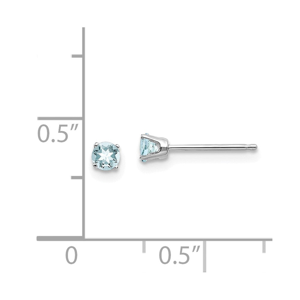 14k White Gold 3mm Aquamarine Stud Earrings