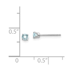 14k White Gold 3mm Aquamarine Stud Earrings