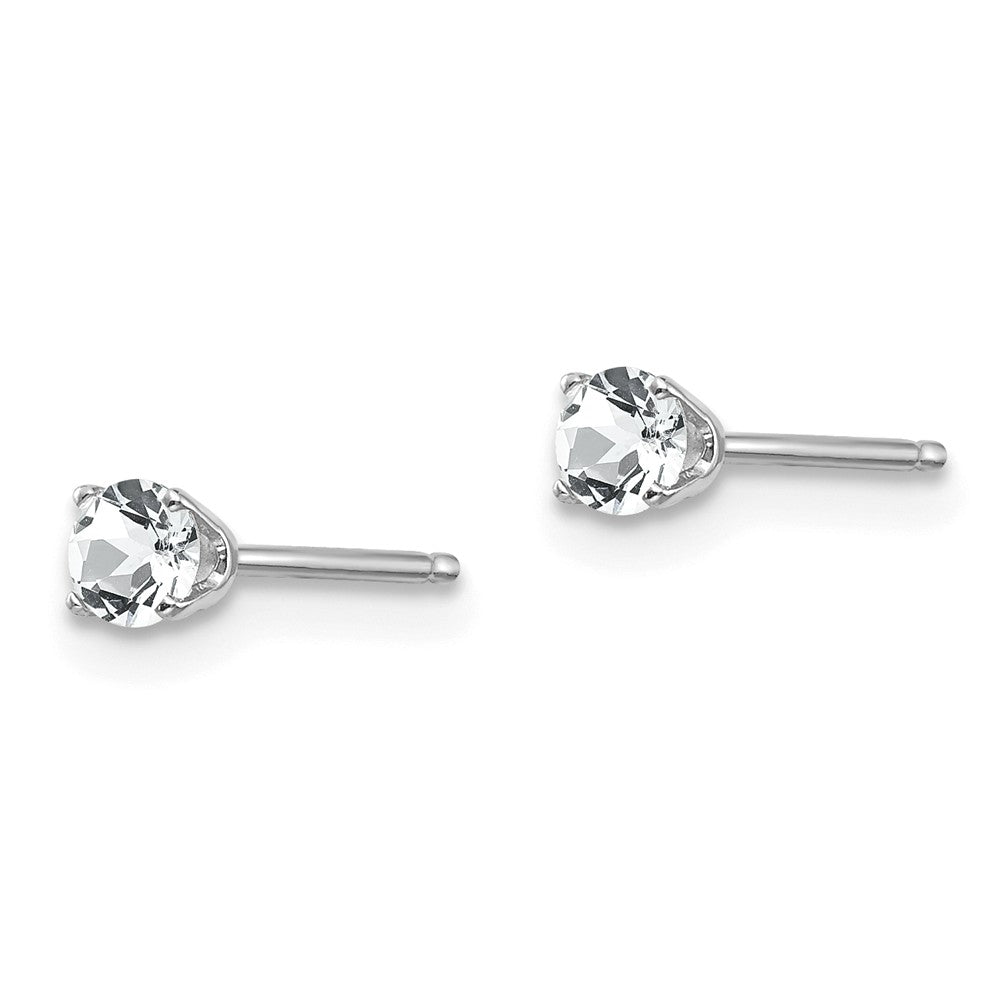 14K White Gold 3mm White Topaz Stud Earrings Secondary image