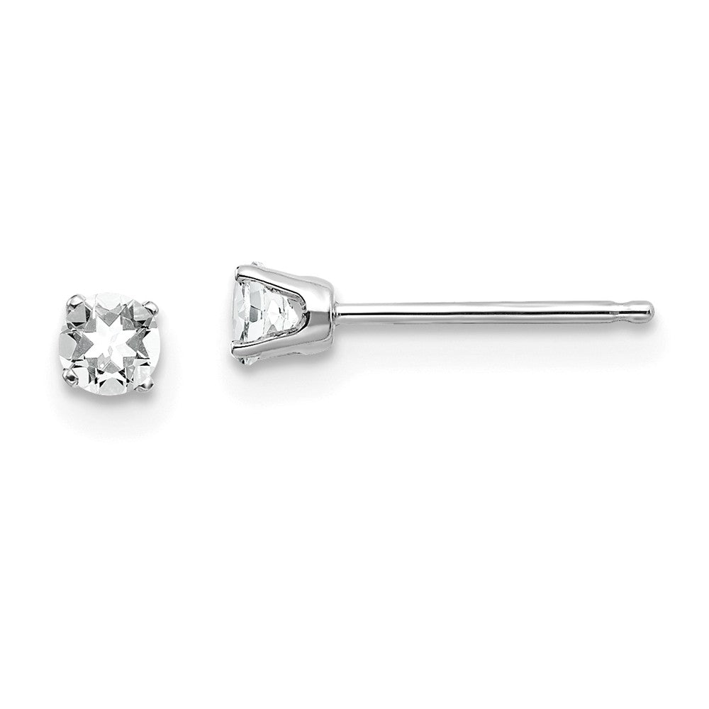 14K White Gold 3mm White Topaz Stud Earrings Main image