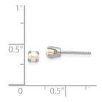 14k White Gold 3mm FW Cultured Pearl Stud Earrings