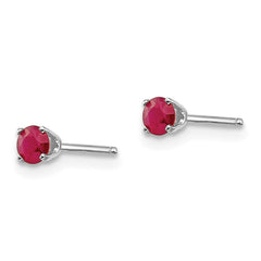 14K White Gold 3mm Ruby Stud Earrings