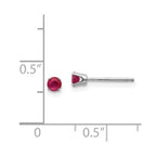 14k White Gold 3mm Ruby Stud Earrings