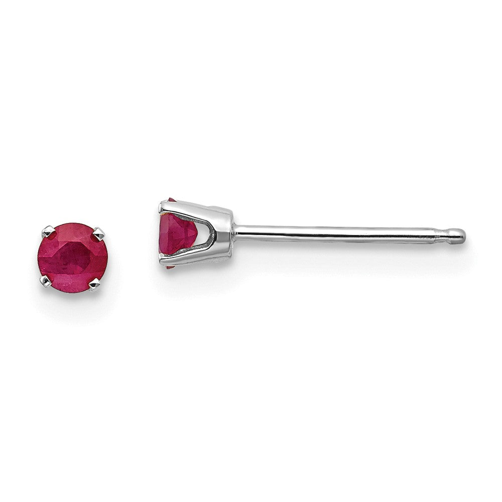14K White Gold 3mm Ruby Stud Earrings Main image