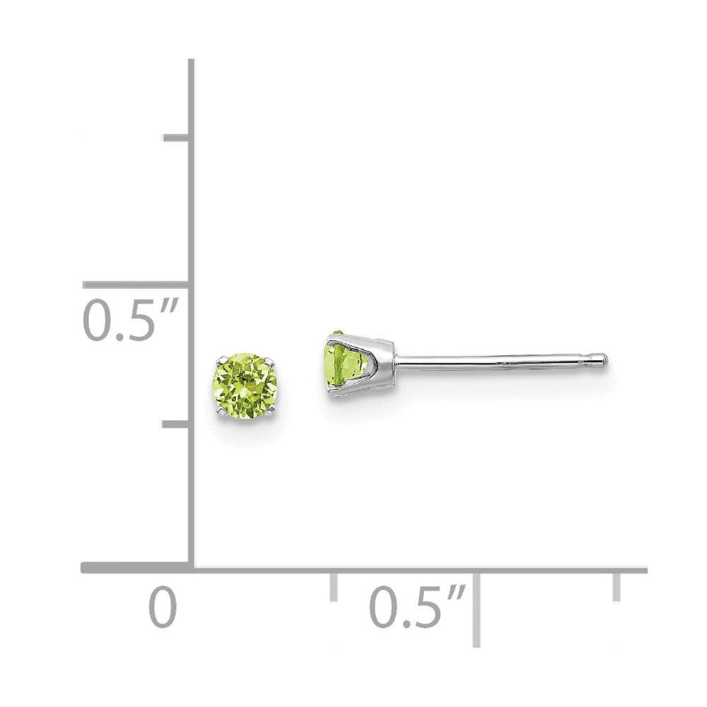 14k White Gold 3mm Peridot Stud Earrings