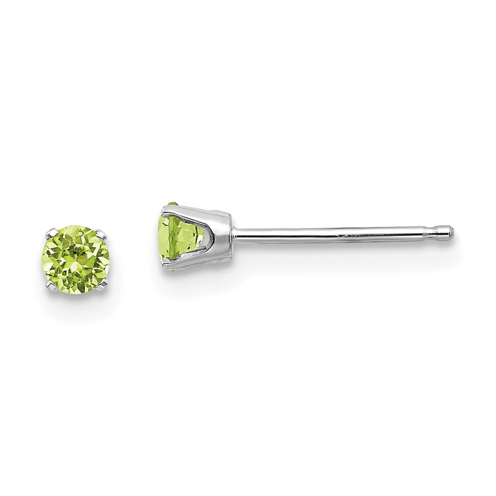 14K White Gold 3mm Peridot Stud Earrings Main image