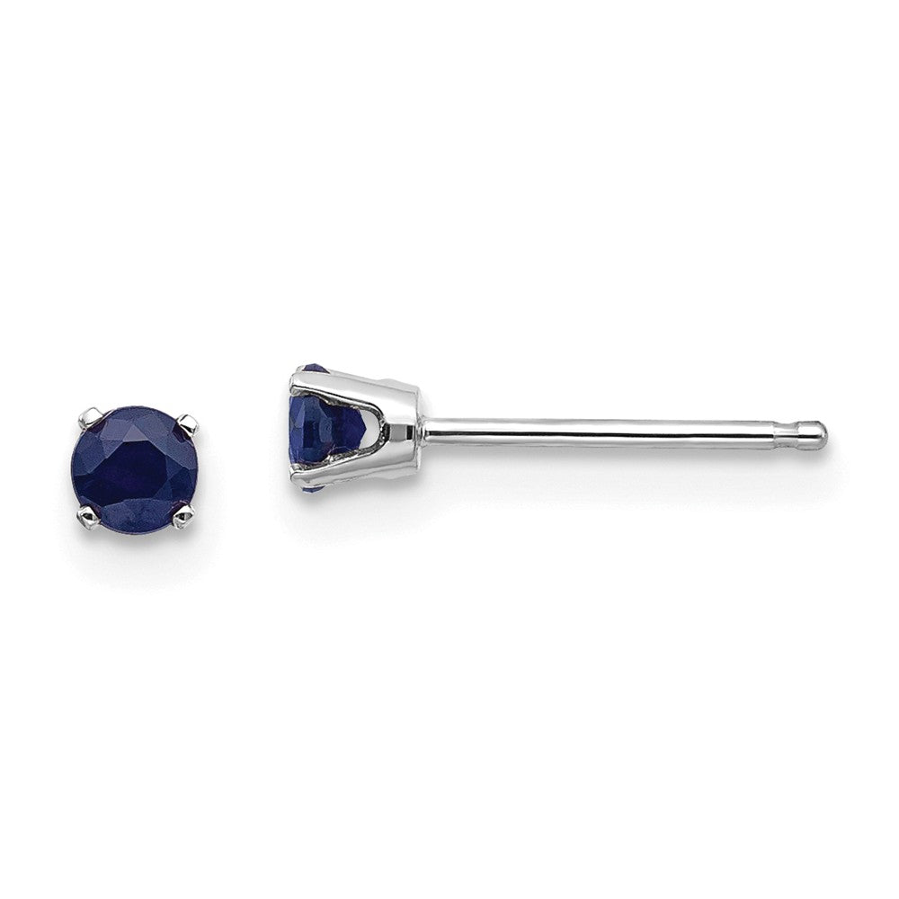 14K White Gold 3mm Sapphire Stud Earrings Main image