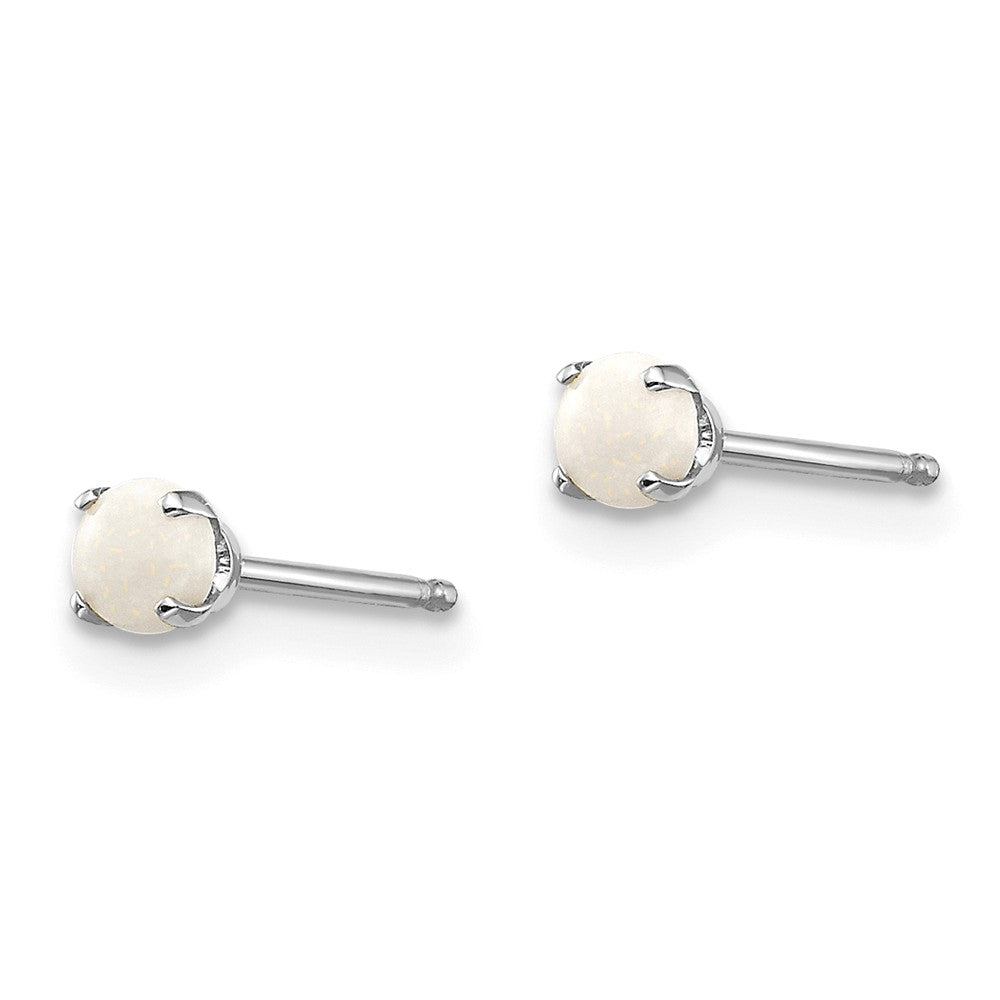 14K White Gold 3mm Opal Stud Earrings Secondary image
