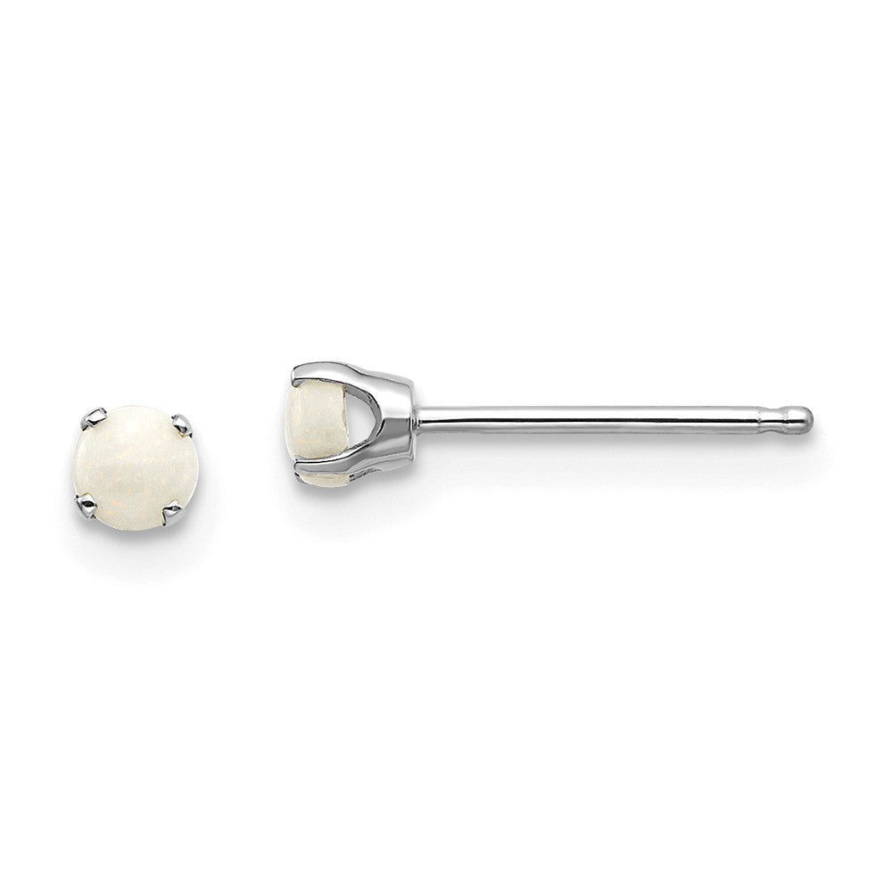 14K White Gold 3mm Opal Stud Earrings Main image