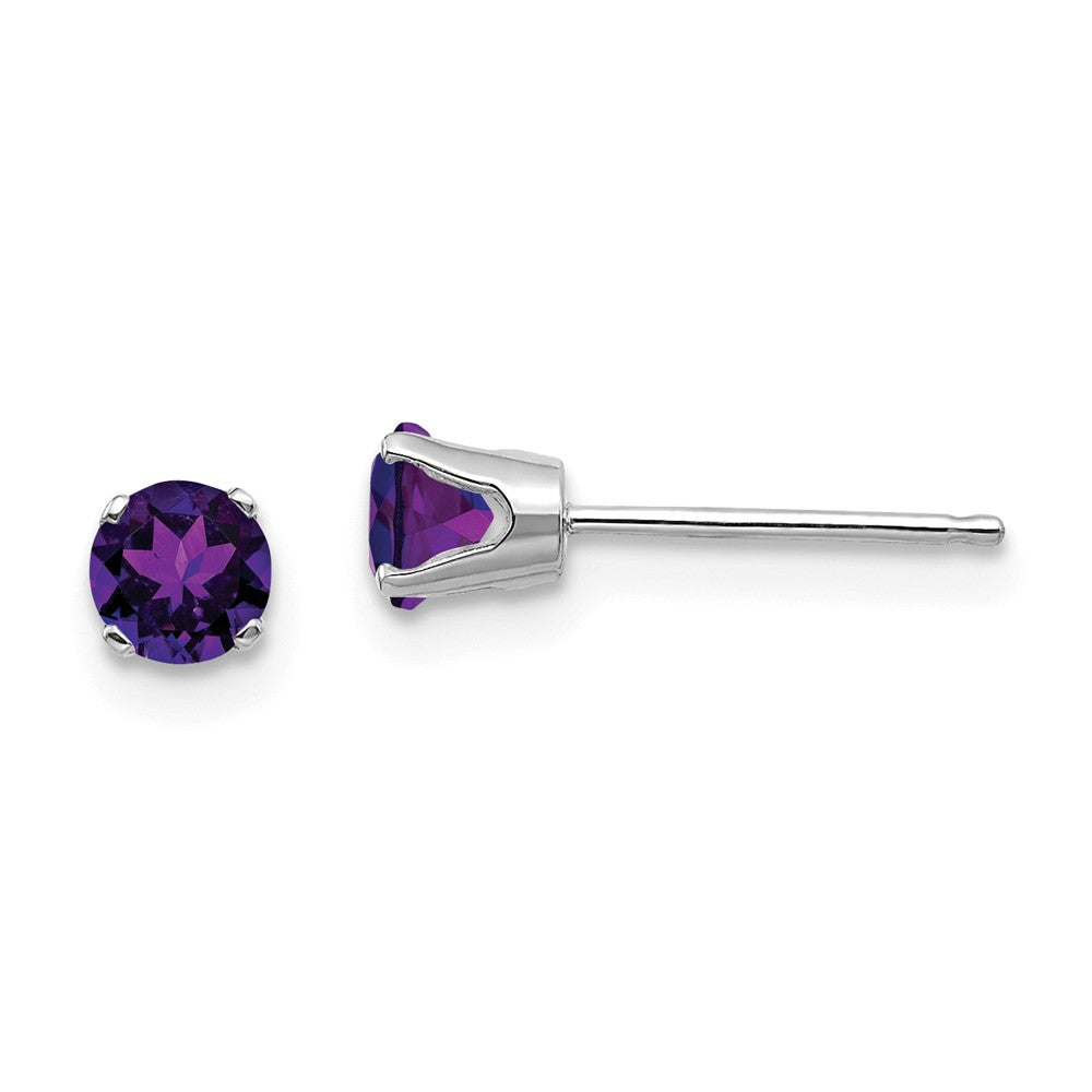 14K White Gold 4mm Amethyst Stud Earrings Main image