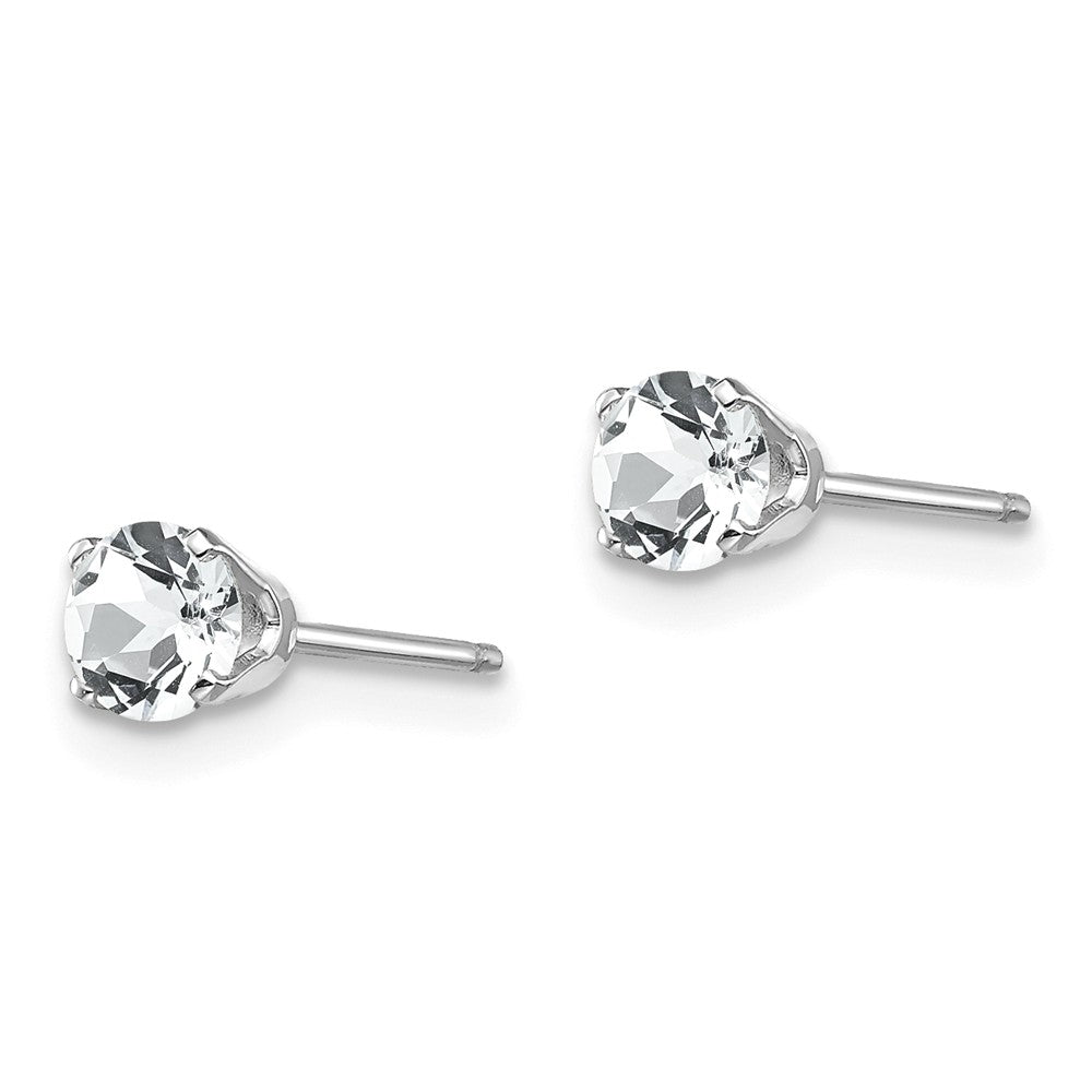 14K White Gold 4mm White Topaz Stud Earrings Secondary image