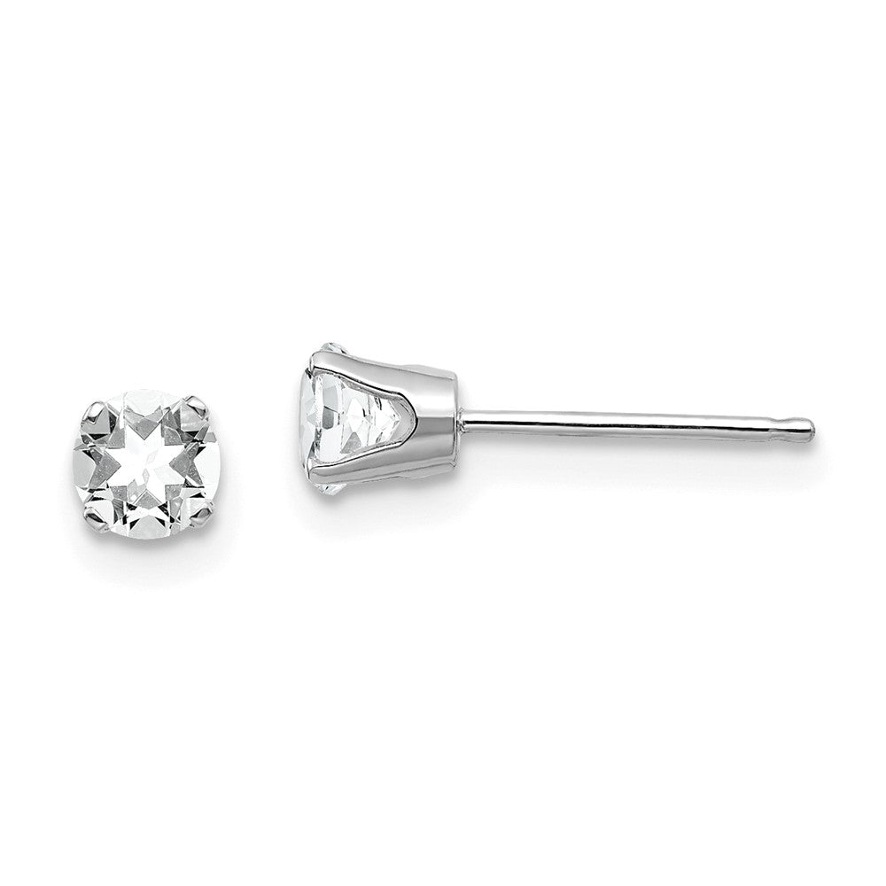 14K White Gold 4mm White Topaz Stud Earrings Main image