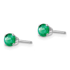 14K White Gold 4mm Emerald Stud Earrings