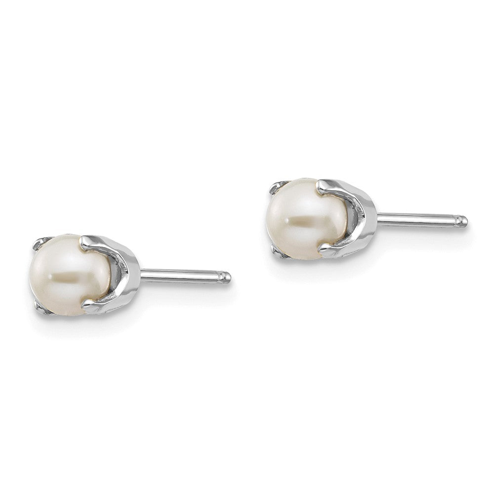 14K White Gold 4mm FW Cultured Pearl Stud Earrings Secondary image