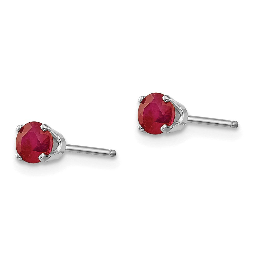 14K White Gold 4mm Ruby Stud Earrings