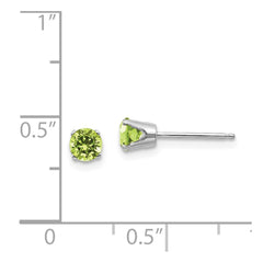 14k White Gold 4mm Peridot Stud Earrings