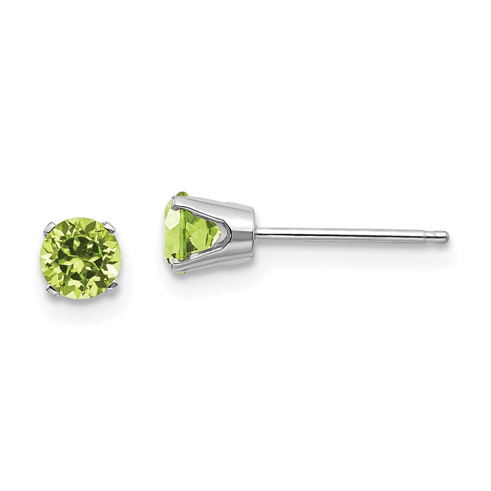 14K White Gold 4mm Peridot Stud Earrings Main image