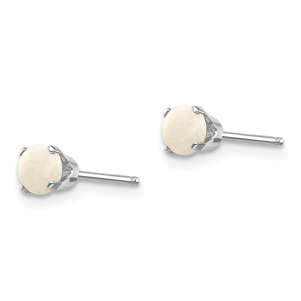 14K White Gold 4mm Opal Stud Earrings Secondary image