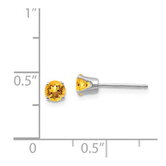 14k White Gold 4mm Citrine Stud Earrings