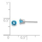 14k White Gold 4mm Blue Topaz Stud Earrings