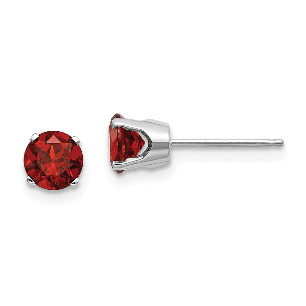 14K White Gold 5mm Garnet Stud Earrings Main image