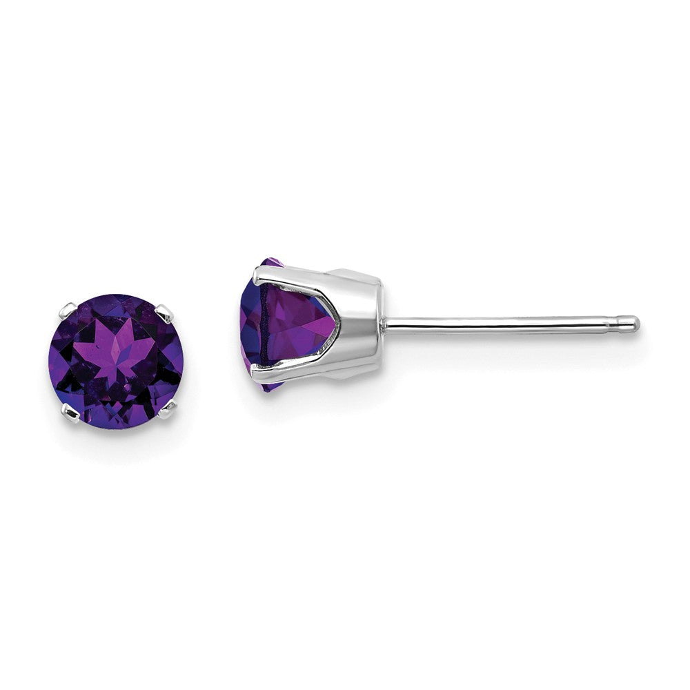 14K White Gold 5mm Amethyst Stud Earrings Main image