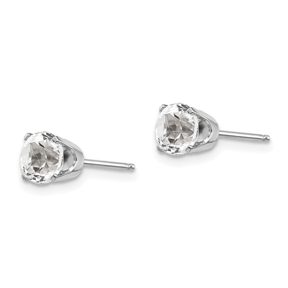 14K White Gold 5mm White Topaz Stud Earrings Secondary image