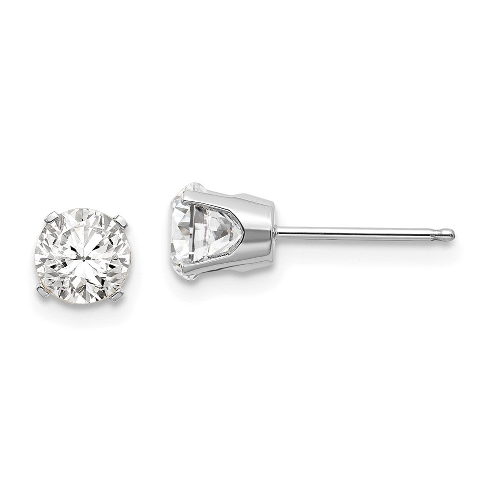 14K White Gold 5mm White Topaz Stud Earrings Main image