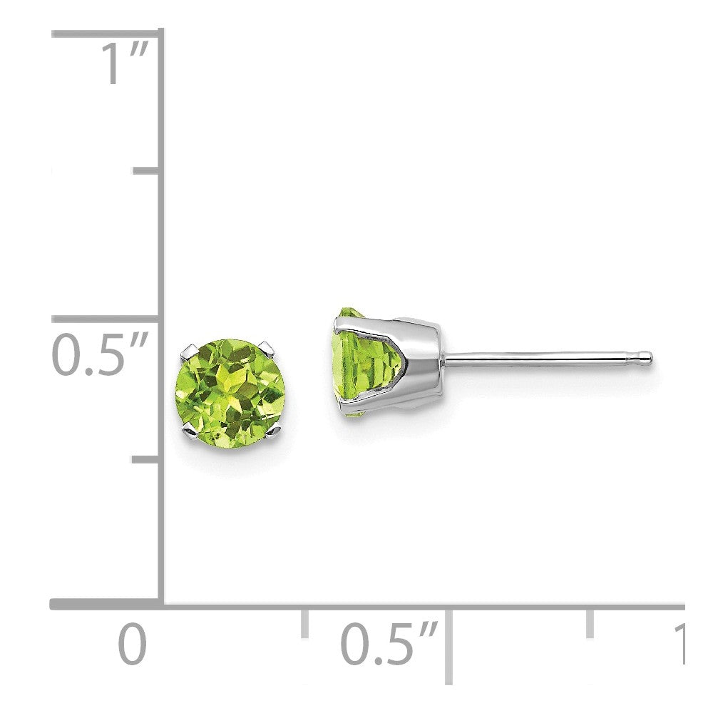 14k White Gold 5mm Peridot Stud Earrings