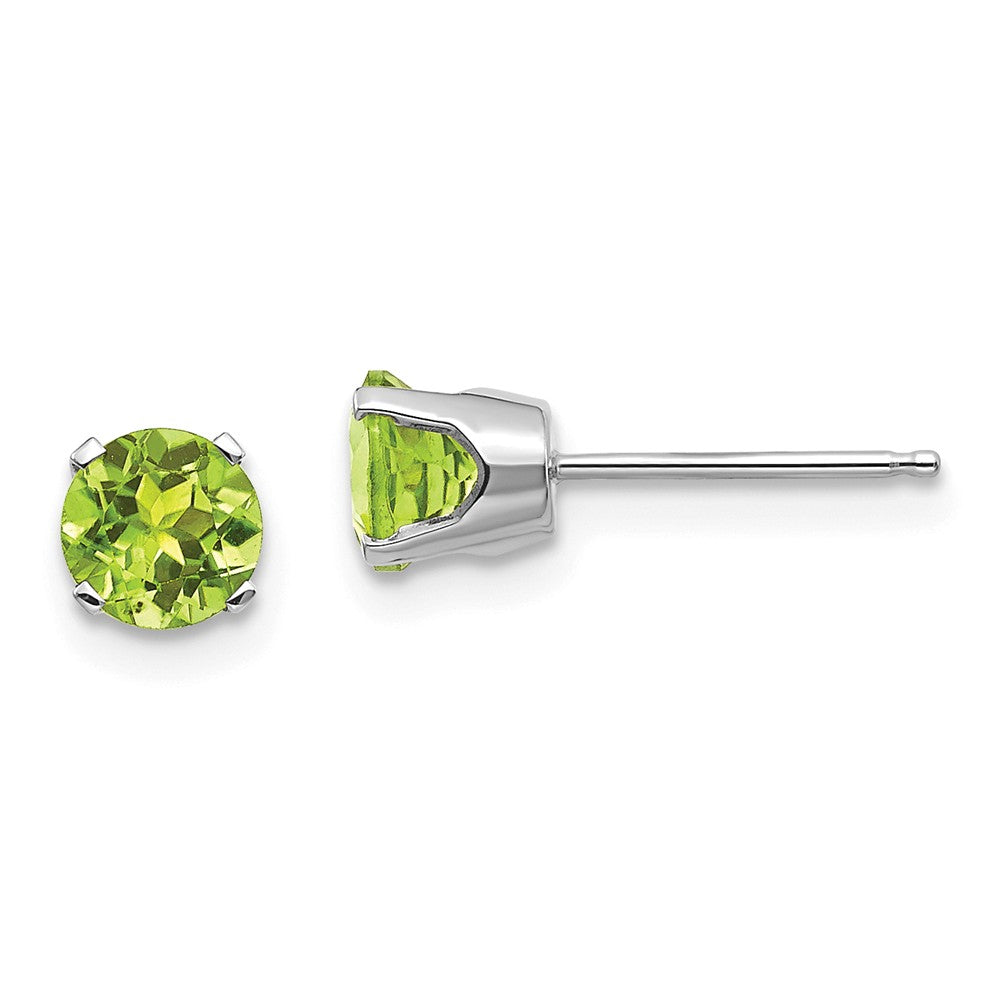 14K White Gold 5mm Peridot Stud Earrings Main image