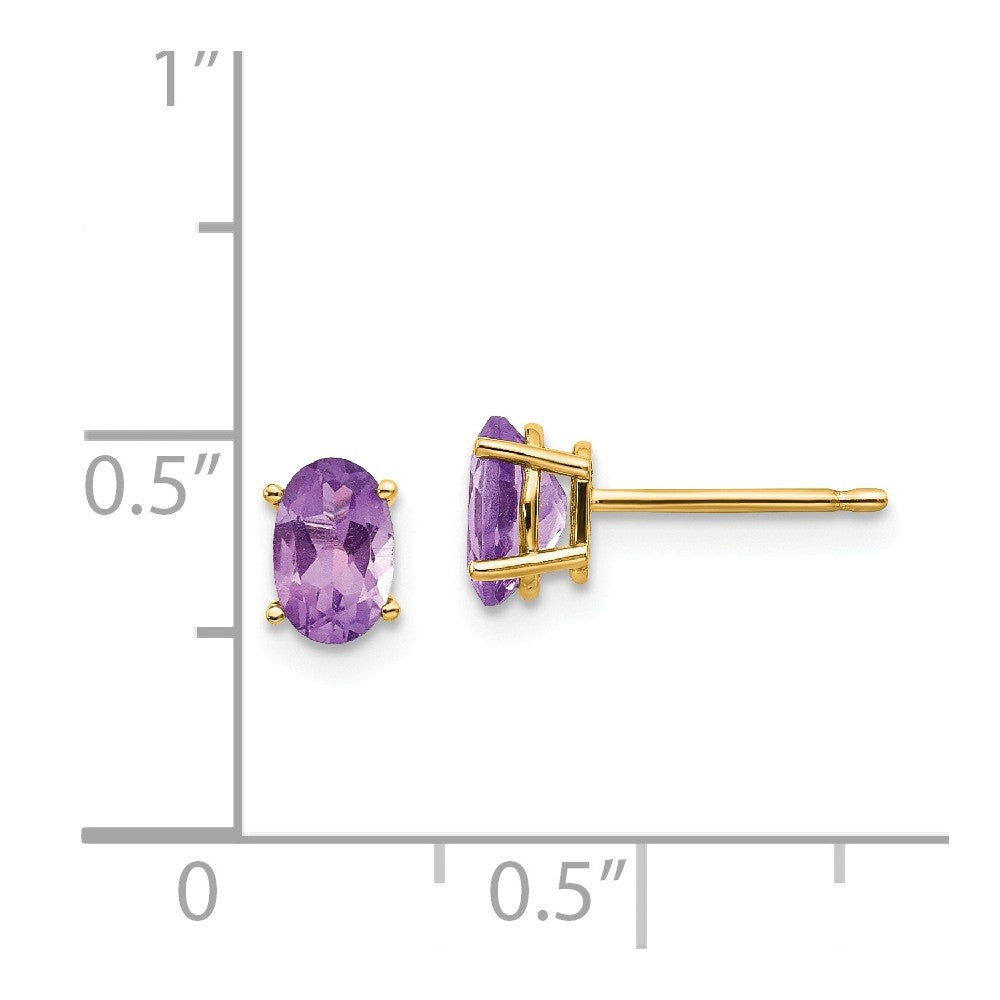 14k 6x4 Oval February/Amethyst Post Earrings